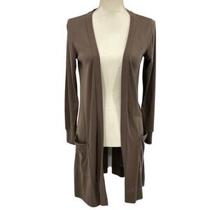 A Dip of Darling Brown Open Front Cardigan Sweater Size Small Cozy & Versatile